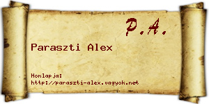 Paraszti Alex névjegykártya